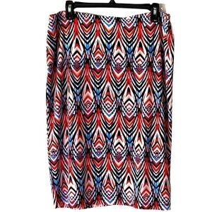 Rafaella Comfort Women's Boho Skirt Pencil Stretch Pink Multicolor Skirt, Sz L/G